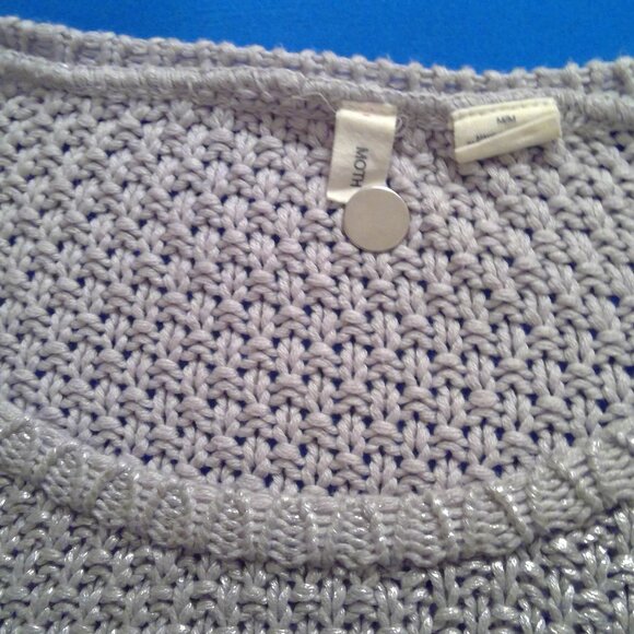 Moth by Anthropologie Grey Silver Metallic Sweater - M - Picture 3 of 5